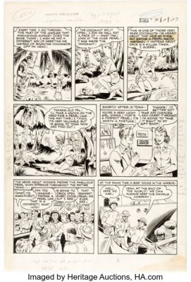 Bert Whitman Nyoka the Jungle #46 "The Pearl of Destiny, Part I: The Cocoanut of Fortune!" Story Page 2 Original Art (Fawcett, 1951).