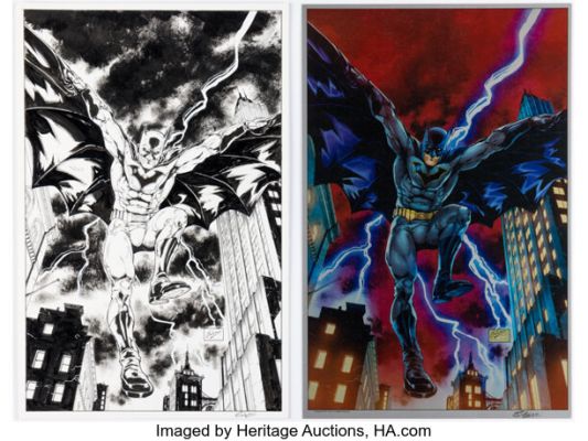 Edgar Salazar - Batman Specialty Illustration Original Art and Print (c. 2010s). (Total: 2 Original Art)