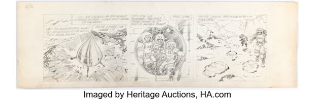 Jack Kirby - Astronaut Preliminary Daily Comic Strip Original Art (c. 1961-68). | Heritage