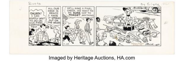George Sixta Rivets Daily Comic Strip Original Art, dated 7-25-66 (Publishers Newspaper Syndicate, 1966). | Heritage