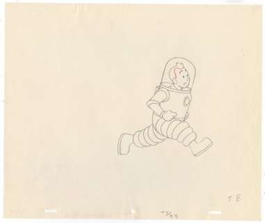Tintin - 1 croquis préparatoire film dÂ´animation - On a marché sur la lune - Tintin en scaphandre (1962) | Catawiki