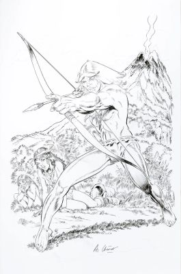 Cheret André Rahan Illustration... | Lot 19 - CHERET André Rahan Illustration représentant Rahan... | Neo Enchères