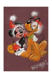 Bas Heymans - Mickey Mouse - Christmas with Pluto - Pastel - Art préliminaire original | Catawiki