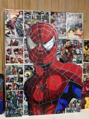 Marvel Spider-Man Original Comic Art Hand Painted HUGE 30x40in | eBay US
