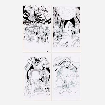 Lot 248 - Gustavo Vazquez, Group of 4 Marvel Comics Database Original Art Illustrations | Landry Pop Auctions