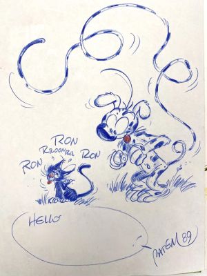 Batem Le Marsupilami Dédicace... | Lot 75 - BATEM Le marsupilami Dédicace sur l’album La queue... | Vermot et Associés