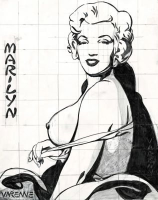 Varenne = Marilyn, Dessin Original Très Grand Format Au Feutre Fin. Dimensions : 63 Cm X 50 Cm. | Lot 275 : Varenne = Marilyn, dessin original très grand format au feutre fin.… | Septimus