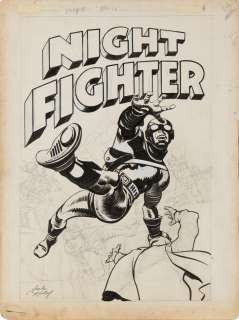 Jack Kirby original cover artwork for the unrealized comic Night Fighter.