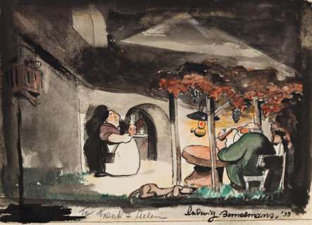 LUDWIG BEMELMANS (1898-1962) Couple in Lamp Light. | Swann Galleries