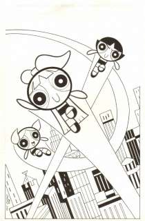 Mike Decarlo - powerpuff girls, the #1 cover recreation - blossom, bubbles, & buttercup - 2003 signed