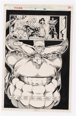 WARLOCK AND THE INFINITY WATCH #7 AUGUST 1992 ORIGINAL ART SPLASH PAGE BY TOM RANEY. | Hake’s