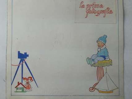 Golia (Eugenio Colmo) - 2x Illustr. Origin. "Ti Ricordi di Quando Eri Bambino? La Prima Fotografia" - Loose page | Catawiki