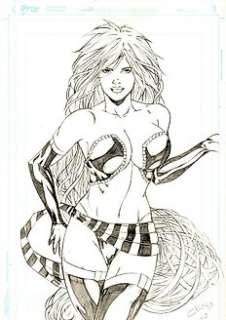 Battle Chasers - RED MONIKA by J. FERREIRA Original illustration on 44x30cm cardboard - original drawing - (2010) | Catawiki