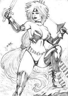 Battle Chasers - RED MONIKA by DY JACK Original illustration on 40x30cm cardboard - original drawing - (2018) | Catawiki