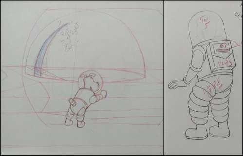 Tintin - 3x Original drawing - Milou & Tintin - On a marché sur la lune - (1960’s) | Catawiki