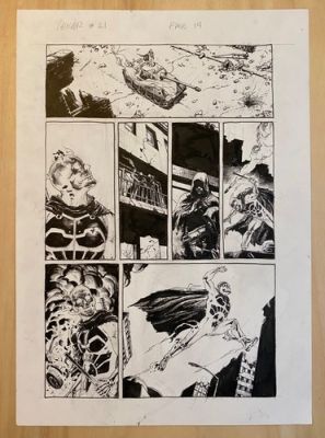 Gary Frank Geiger original comic art #21, p19. Superman, Batman, Hulk artist