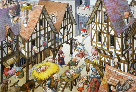 Jean-Jacques Loup -  » Cité Du Moyen Âge  » – Illustration originale