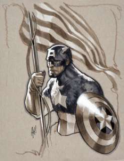 Adam Hughes - Captain America Illustration Original Art (undated). A truly patriotic piece by fan-favorite - | Heritage