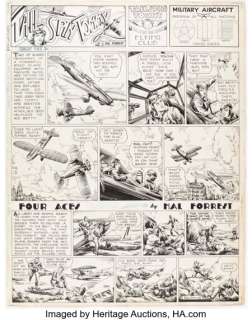 Forrest, Hal - Hal Forrest Tailspin Tommy Sunday Comic Strip #421 Original Art dated 11-7-37 (Bell Syndicate, 1937)....