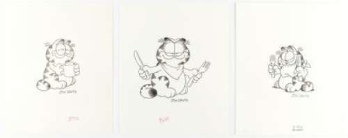 Davis, Jim | Jim Davis - Garfield "Meal" Illustration Original Art (1980).... (Total: 3 Original Art) | Heritage