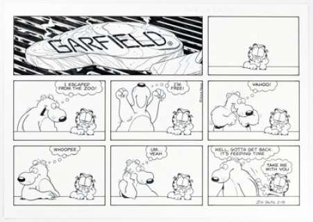 Davis, Jim | Jim Davis Garfield Sunday Comic Strip Original Art dated 2-19-06 (PAWS, 2006).... | Heritage