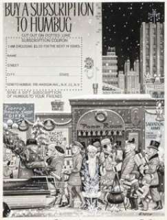 Elder, Bill (Will) | Bill (Will) Elder Humbug #6 Inside Front Cover Subscription Ad Original Art (Humbug Publications, 1958).... | Heritage