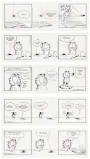 Davis, Jim | Jim Davis Garfield Consecutive Daily Comic Strip Original Art Group of 6 (PAWS, 1997).... (Total: 6 Original Art) | Heritage