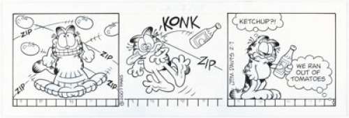 Jim Davis Garfield Daily Comic Strip Original Art dated 2-7-07 (PAWS, 2007). | Heritage