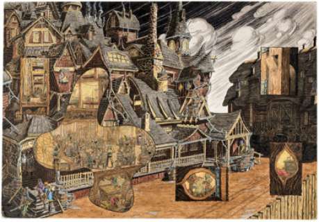 Dan Day and David Day Dragon Magazine #302 "Elminster’s Guide to the Realms: The High Flagon" Double Page Spread 78-79 Painting Original Art (Wizards of the Coast, 2002). | Heritage