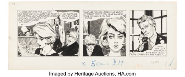 David Wright Carol Day #1518 Daily Comic Strip Original Art (London Daily Mail, 1961). | Heritage