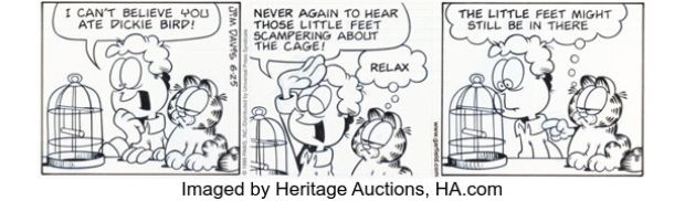 Jim Davis Garfield Daily Comic Strip Original Art dated 6-25-99 (PAWS/Universal Press Syndicate, 1999). | Heritage