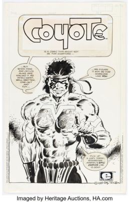 Chas Truog Coyote Promotional Illustration Original Art and Color Guide (Marvel/Epic, 1984).