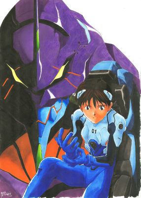 Shinji Ikari & Evangelion Unit-01 | Corner4art
