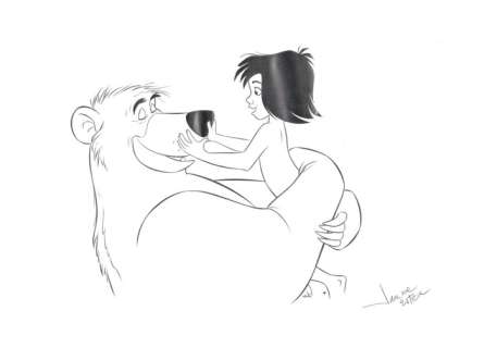 Mowgli & Baloo [The Jungle Book] - Original Drawing - Jaume Esteve Signed - Hand Drawn - DINA3 - Pencil Art | Catawiki