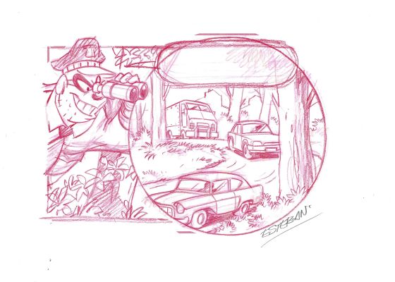 The Beagle Boys – Stakeout Preliminary Drawing | Corner4art