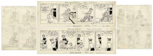 2 Chic Young Hand-Drawn ’’Blondie’’ Comic Strips From 1967 -- Plus Chic Young’s Draft Artwork for Both Strips | Nate Sanders