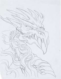 Christopher Rush Dragon Token Sketch Original Artwork (undated). | Heritage