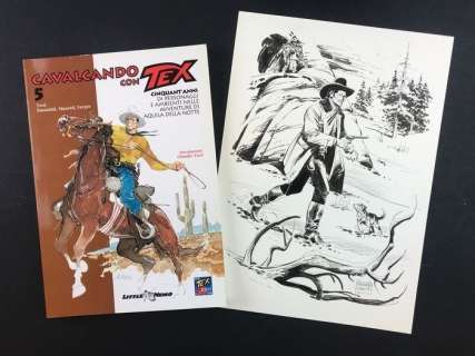 Tex - F. Fusco - original artwork + vol. Cavalcando con Tex - Loose page - First edition | Catawiki