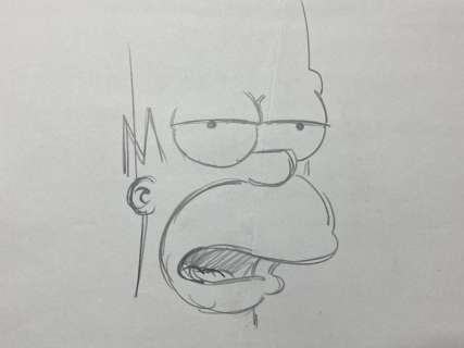 Matt Groening | The Simpsons - Original drawing of Homer Simpson - face closeup | Catawiki