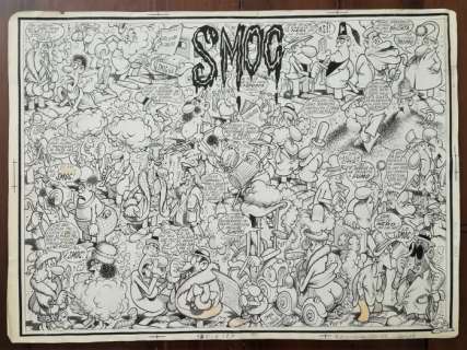 Benito Jacovitti | Jacovitti - grande tavola originale "Smog" - Page volante - (1964) | Catawiki