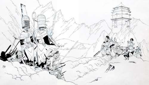 Hub | Okko, illustration Ã  l’encre de Chine, au cra… | Millon