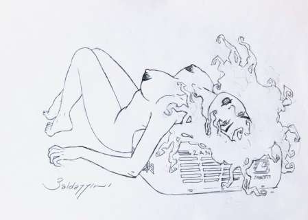 Roberto Baldazzini | Roberto Baldazzini - Disegno originale a matita - 25x35 - firmato - Page volante | Catawiki