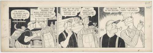 Frank King – Gasoline Alley Original Daily Strip 12/8/1948 "50-50" No Reserve! | King – Gasoline Alley Original Daily Strip 12/8/1948 NO RESERVE! | Russ Cochran
