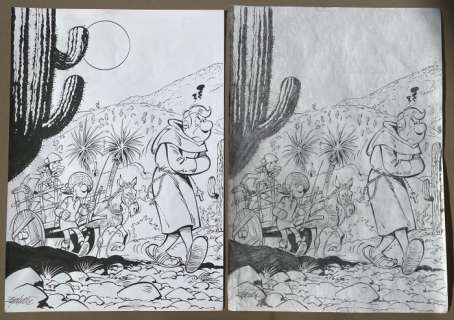 Cirovic, Slavisa | Cirovic, Slavisa Dessin original + crayonné original - Les Tuniques bleues - El Padre | Catawiki