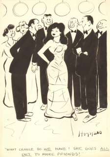 Lowell Hoppes - Hot Brunette Babe At Party - Humorama 1956