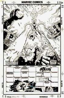 Darren Auck - marvel age #131 back cover (phoenix destroying sentinels! ) 1993