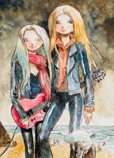 Sandoval, Tony | Sandoval, Tony - Dessin original couleur - The 2 Guitar Girls - (2020) | Catawiki