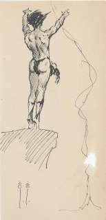 30: Frazetta Cliffhanger sketch original comic art | Russ Cochran