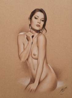 Denis Prenzel | Denis Prenzel - Original drawing - Pin-up - Liliana - Size: 30 x 40 cm. | Catawiki