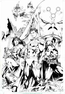 Ed Benes - dc universe online legends #2 cover (batman, superman, wonder woman, brainiac! ) 2010